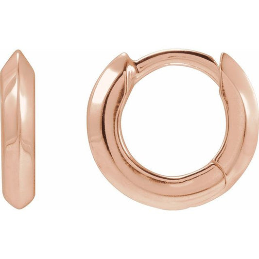 14K Rose Gold 10 Mm 2 Mm Pair Hinged Polished Knife Edge Hinged Hoop Earrings