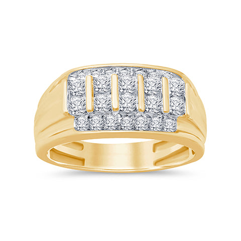 10K Yellow Gold 0.98-1.05 Cttw Diamond Mens "Colt" Dark Polish Ring
