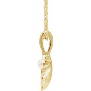 14K Yellow Or White Gold Or Sterling Silver 2 Mm Cultured White Seed Pearl Family Shell 16-18" Necklace