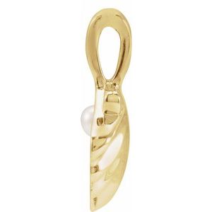 14K Yellow Or White Gold Or Sterling Silver 2 Mm Cultured White Seed Pearl Family Shell Pendant