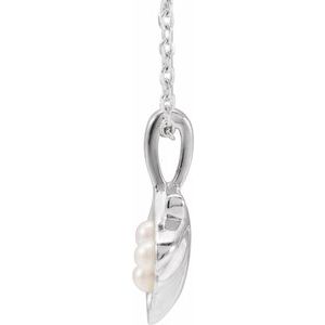 14K Yellow Or White Gold Or Sterling Silver 2 Mm Cultured White Seed Pearl Family Shell 16-18" Necklace