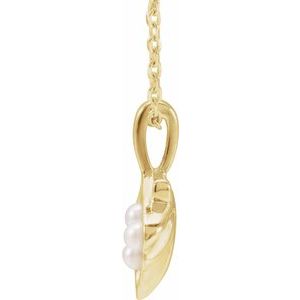 14K Yellow Or White Gold Or Sterling Silver 2 Mm Cultured White Seed Pearl Family Shell 16-18" Necklace