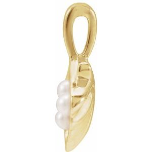 14K Yellow Or White Gold Or Sterling Silver 2 Mm Cultured White Seed Pearl Family Shell Pendant