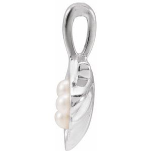 14K Yellow Or White Gold Or Sterling Silver 2 Mm Cultured White Seed Pearl Family Shell Pendant