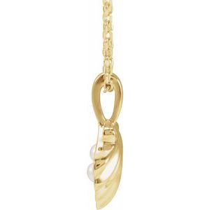 14K Yellow Or White Gold Or Sterling Silver 2 Mm Cultured White Seed Pearl Family Shell 16-18" Necklace