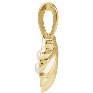14K Yellow Or White Gold Or Sterling Silver 2 Mm Cultured White Seed Pearl Family Shell Pendant