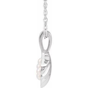 14K Yellow Or White Gold Or Sterling Silver 2 Mm Cultured White Seed Pearl Family Shell 16-18" Necklace