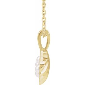 14K Yellow Or White Gold Or Sterling Silver 2 Mm Cultured White Seed Pearl Family Shell 16-18" Necklace