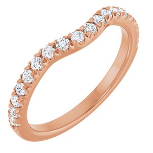 14K Rose Gold Round 1.7 Mm Polished 1/3 Ctw Natural Diamond Contour Band Size 7