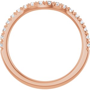 14K Rose Gold Round 1.7 Mm Polished 1/3 Ctw Natural Diamond Contour Band Size 7