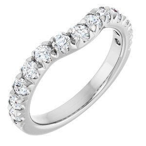 14K White Gold Round 2.5 Mm Polished 3/4 Ctw Natural Diamond Contour Band Size 7