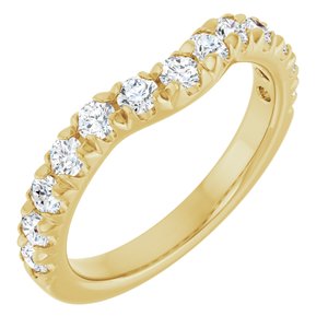 14K Yellow Gold Round 2.5 Mm Polished 3/4 Ctw Natural Diamond Contour Band Size 7