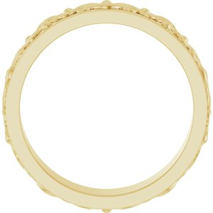 14K Yellow Gold 6.2 Mm Polished Scroll Patterned Band Size 10