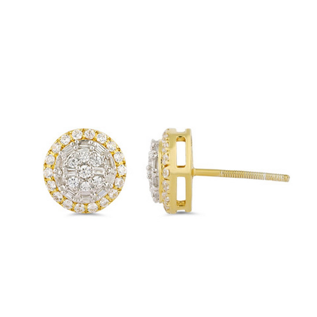 10K Yellow Or White Gold Diamond Baguette Earring