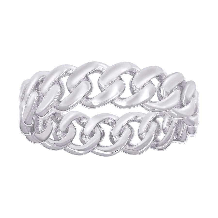 Sterling Silver Mens Cuban Link Fashion Bridal Anniversary Wedding Engagement Band Ring