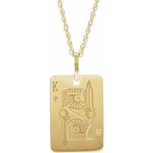 14K Yellow Gold 29.6 X 16 Mm 20 In Polished Playing Card Necklace