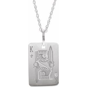 Sterling Silver 29.6 X 16 Mm 20 In Polished Playing Card Necklace