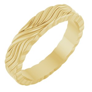 14K Yellow Gold 4.2 Mm Polished Patterned Band Size 7