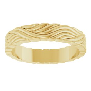 14K Yellow Gold 4.2 Mm Polished Patterned Band Size 7