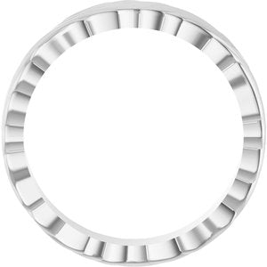 18K White Gold 4.2 Mm Polished Patterned Band Size 7