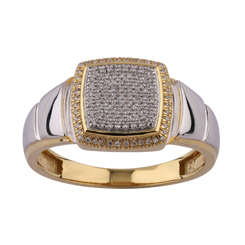 10K Two Tone Gold 0.15 Cttw Diamond Mens Ring