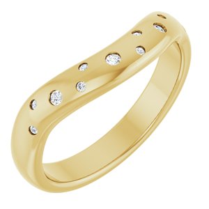 14K Yellow Gold Round Polished 1/8 Ctw Natural Diamond Contour Band Size 7