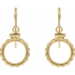 14K Yellow Gold Coin Frame Bezel Earrings