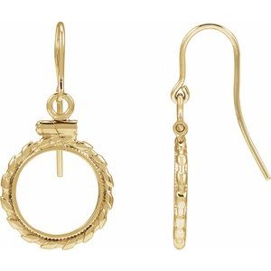 14K Yellow Gold Coin Frame Bezel Earrings