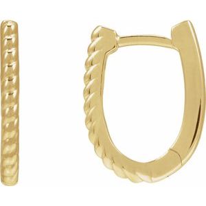 14K Yellow Gold 17.5 X 11.6 Mm 1.6 Mm Pair Hinged Polished Rope Oval Hoop Earrings