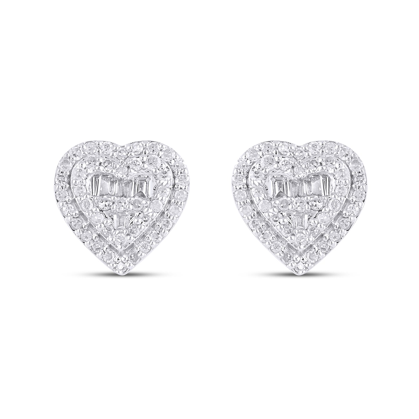 10K Two Tone Gold Two Tone Gold 0.25 Cttw Diamond Heart Earring