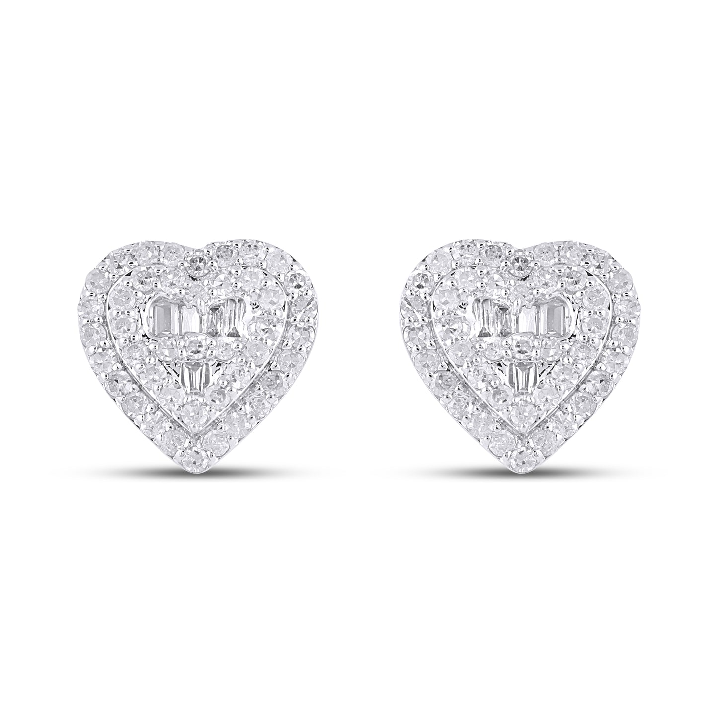 10K Two Tone Gold Two Tone Gold 0.50 Cttw Diamond Heart Earring