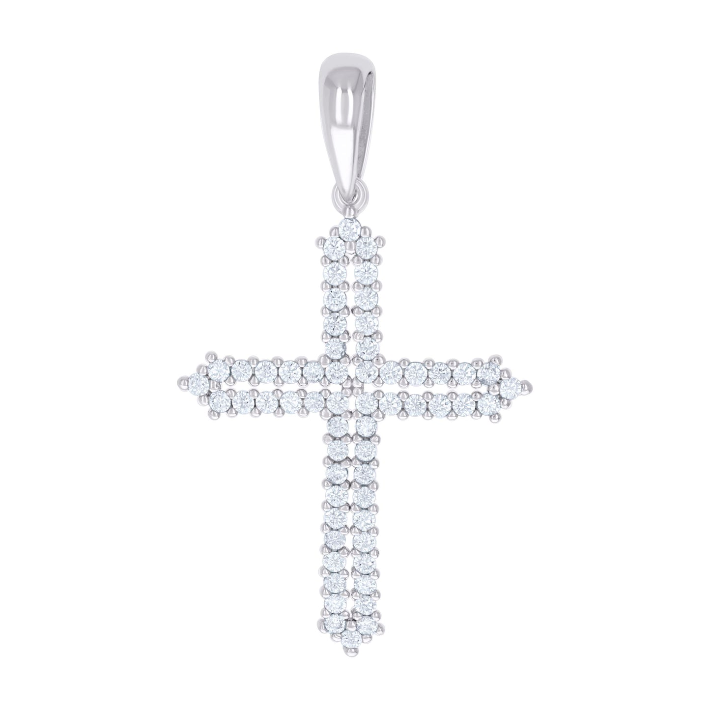 Sterling Silver Mens Cubic-Zirconia Cross Religious Charm Pendant