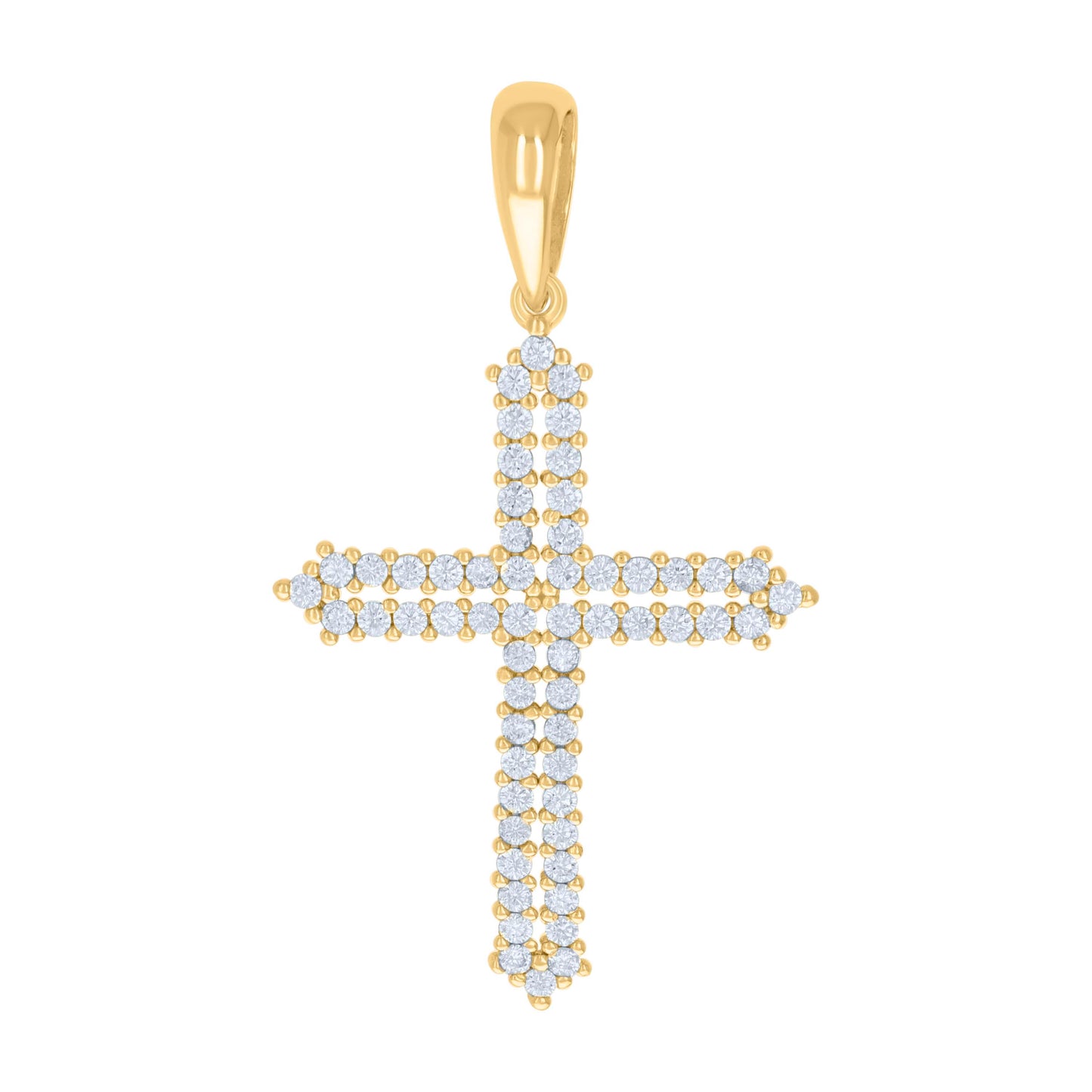 Sterling Silver Mens Cubic-Zirconia Cross Religious Charm Pendant