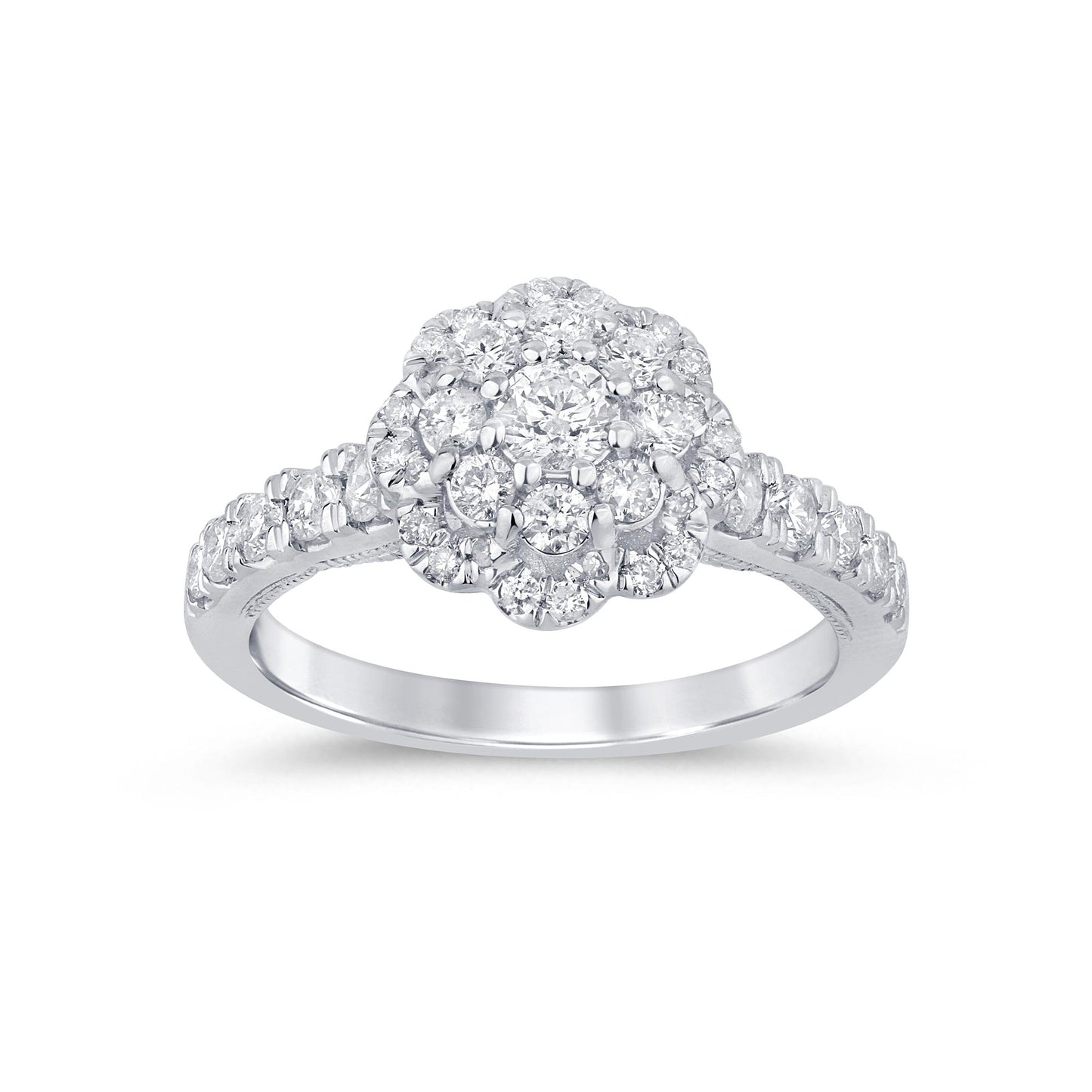 10K White Gold 1.02-1.05 Cttw Diamond Ladies Ring