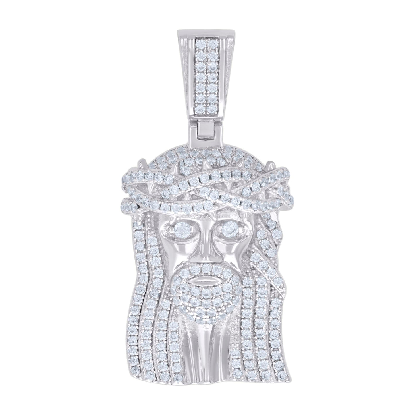Sterling Silver Unisex Cubic-Zirconia Jesus Religious Charm Pendant