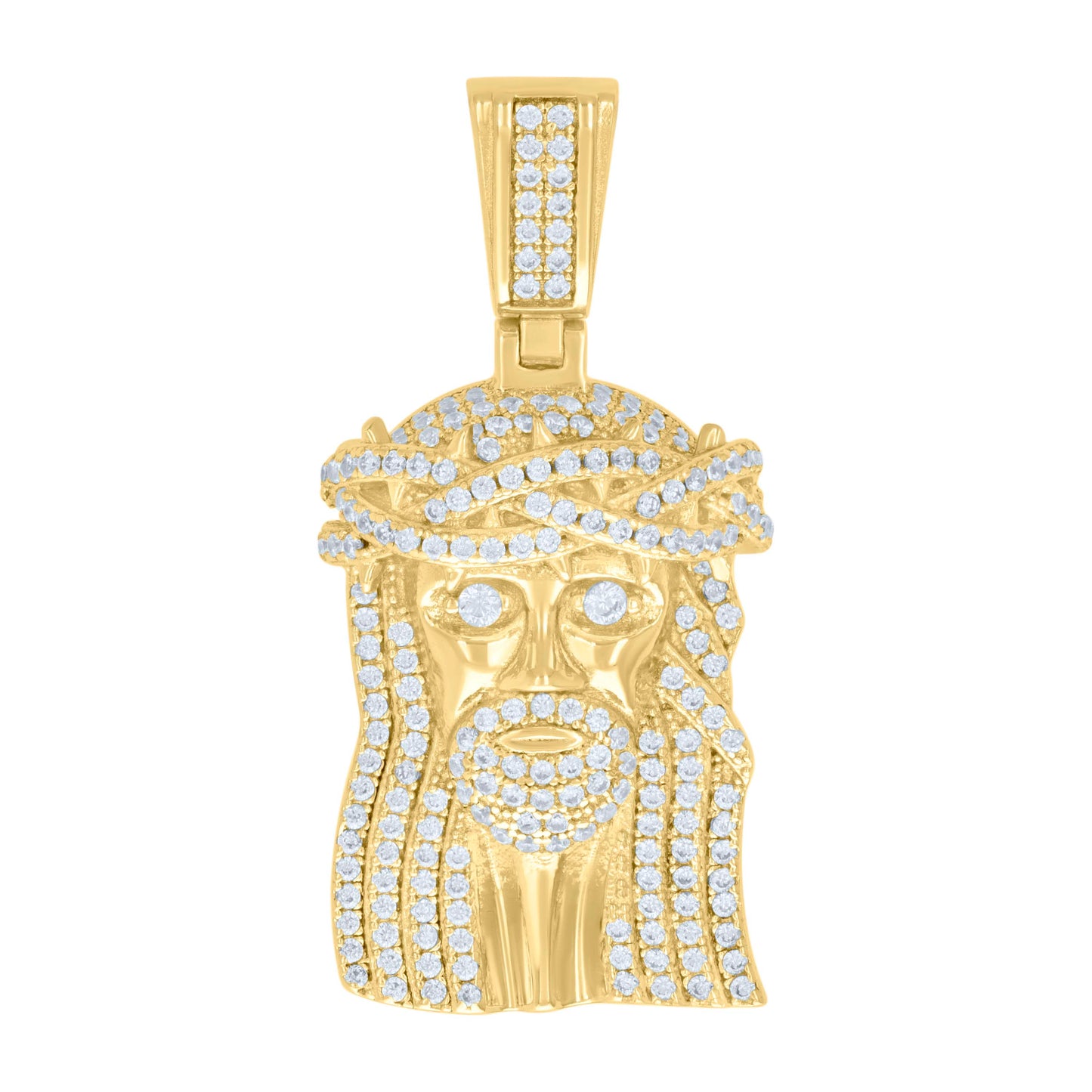 Sterling Silver Unisex Cubic-Zirconia Jesus Religious Charm Pendant