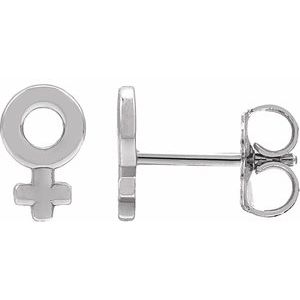 Sterling Silver Venus 7.9 X 4.9 Mm Pair Friction Backs Included Polished Venus Symbol Stud Earrings