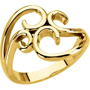 14K Yellow Gold Polished Freeform Ring Size 7
