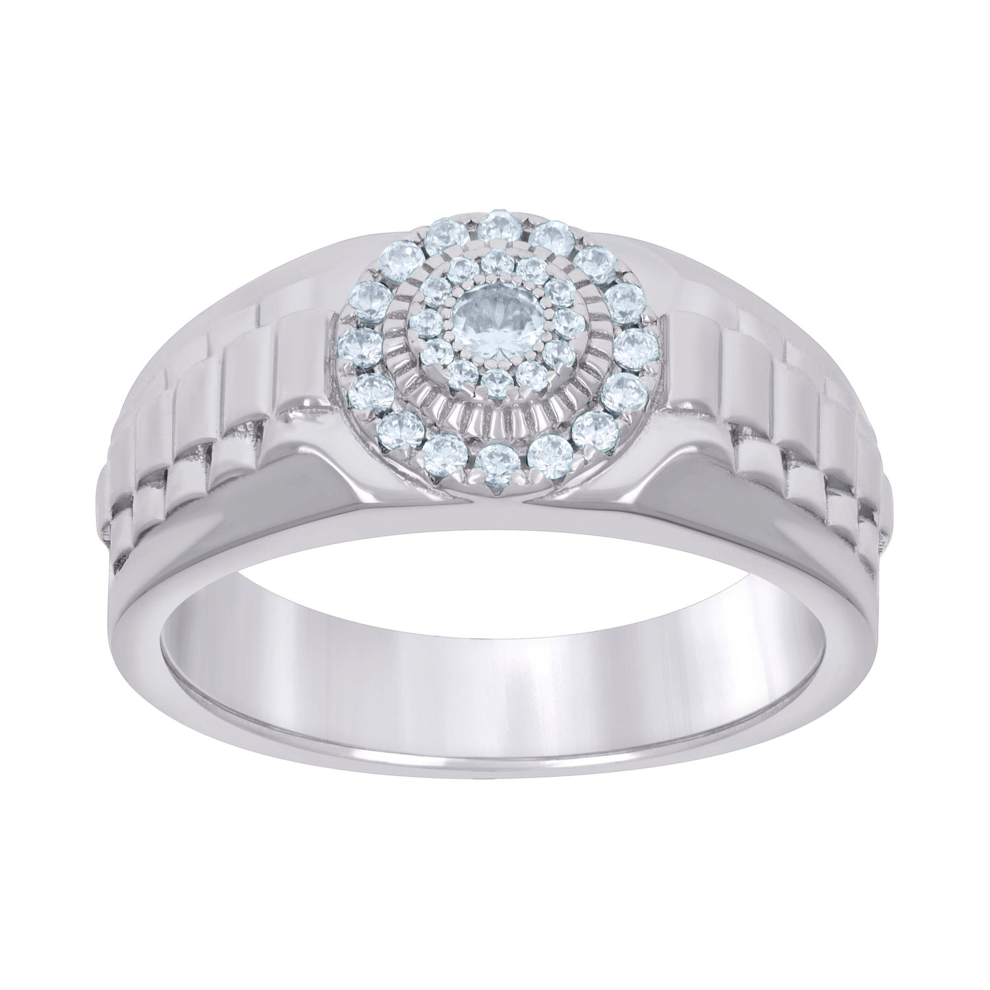 Sterling Silver Men's Cubic-Zirconia Fashion Bridal Anniversary Wedding Engagement Band Ring