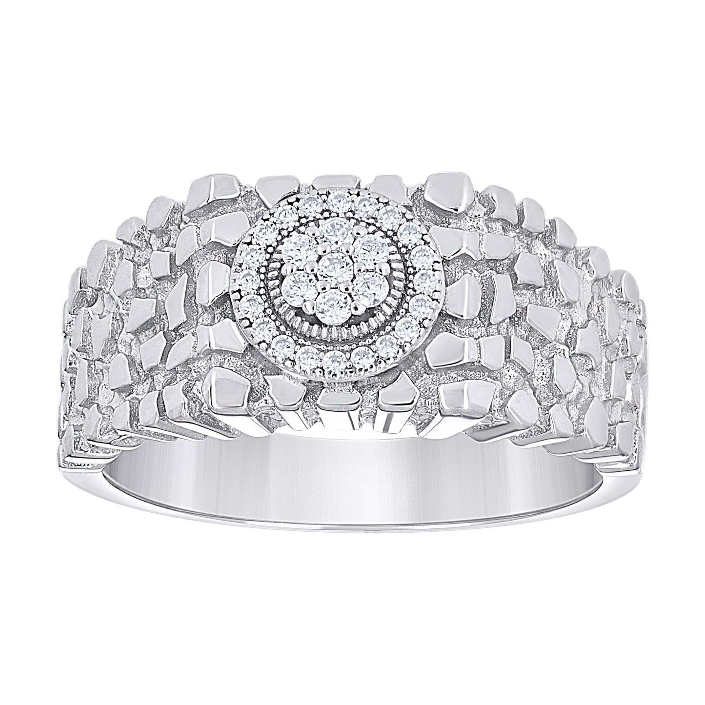 Sterling Silver Mens Cubic-Zirconia Nugget Fashion Bridal Anniversary Wedding Engagement Band Ring S8-S11