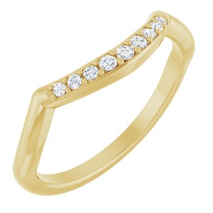 14K Yellow Gold Round 7.4 Mm Si2-Si3, G-H :: 1/10 Ctw Polished 1/10 Ctw Natural Diamond Matching Band Size 7