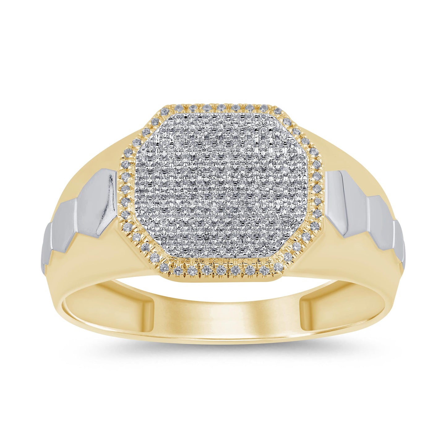 10K Two Tone Gold 0.19 Cttw Diamond Mens Ring