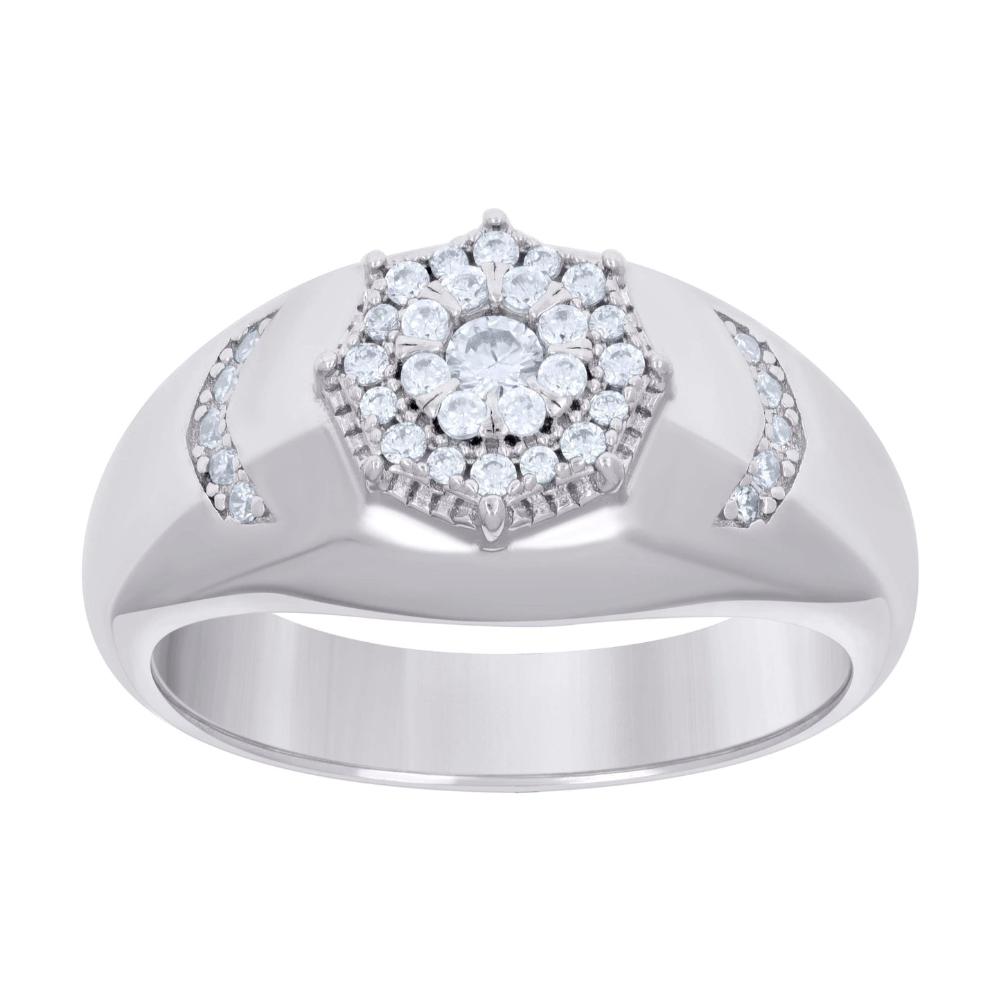 Sterling Silver Men's Cubic-Zirconia Fashion Bridal Anniversary Wedding Engagement Band Ring