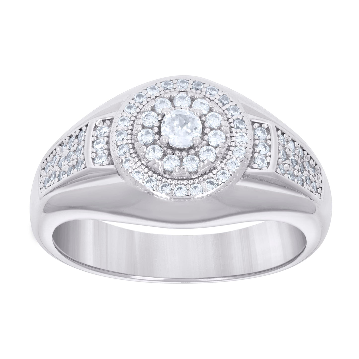 Sterling Silver Men's Cubic-Zirconia Fashion Bridal Anniversary Wedding Engagement Band Ring