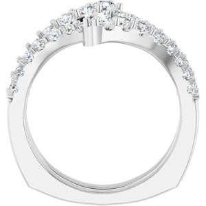 14K White Gold Lab-Grown Diamond Round 2.8 Mm Lab-Grown Diamond Polished 1 Ctw Lab-Grown Diamond Ring Guard Size 7