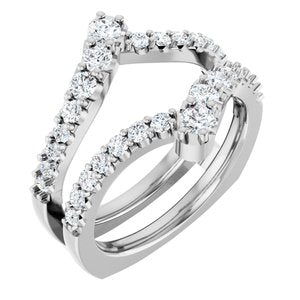 14K White Gold Lab-Grown Diamond Round 2.8 Mm Lab-Grown Diamond Polished 1 Ctw Lab-Grown Diamond Ring Guard Size 7