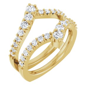 14K Yellow Gold Lab-Grown Diamond Round 2.8 Mm Lab-Grown Diamond Polished 1 Ctw Lab-Grown Diamond Ring Guard Size 7