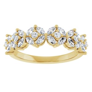 14K Yellow Gold Lab-Grown Diamond Round 1.7 Mm Lab-Grown Diamond Polished 3/4 Ctw Lab-Grown Diamond Anniversary Band Size 7