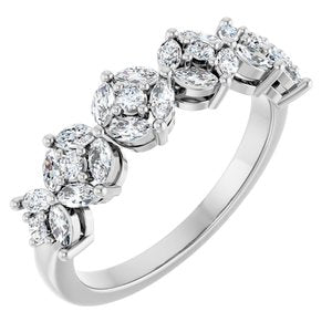 14K White Gold Lab-Grown Diamond Round 1.7 Mm Lab-Grown Diamond Polished 3/4 Ctw Lab-Grown Diamond Anniversary Band Size 7