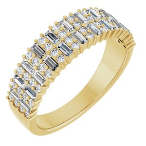 14K Yellow Gold Straight Baguette 2.4 X 1.2 Mm Polished 7/8 Ctw Lab-Grown Diamond Double Row Anniversary Band Size 7